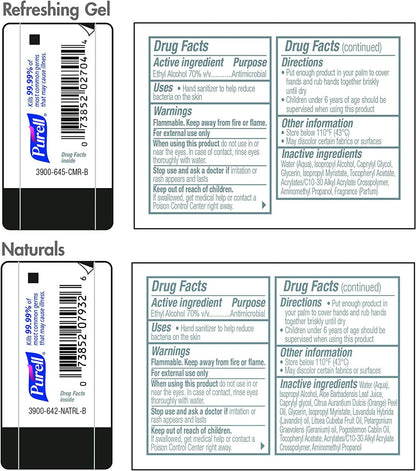 Purell hand sanitizer - advanced formula travel pack with jelly wrap carrier 1 fl oz bottle pack of 8