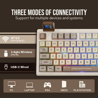 EPOMAKER RT100 mechanical keyboard — Retro gaming design with display screen and knob