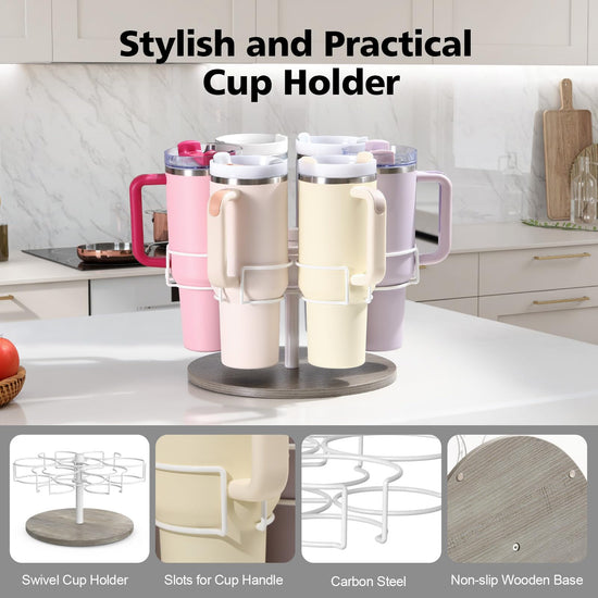 Kssiaz cup holder — Rotatable organizer for Stanley 40 oz tumbler with handle