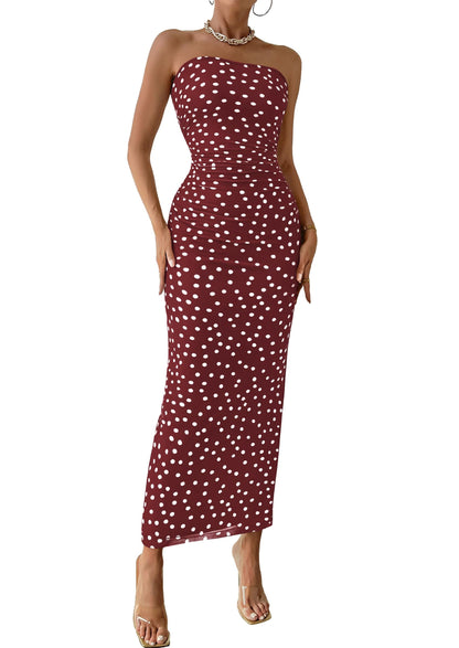PRETTYGARDEN dress — strapless floral maxi for summer weddings and parties