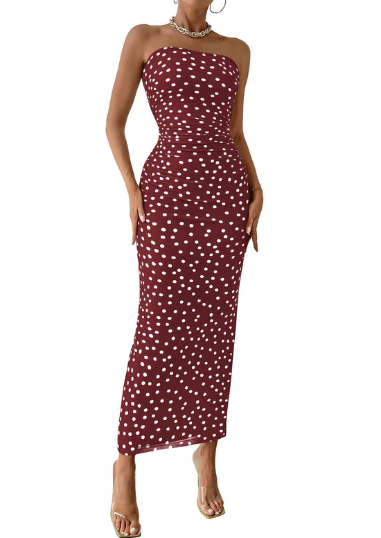 PRETTYGARDEN dress — strapless floral maxi for summer weddings and parties