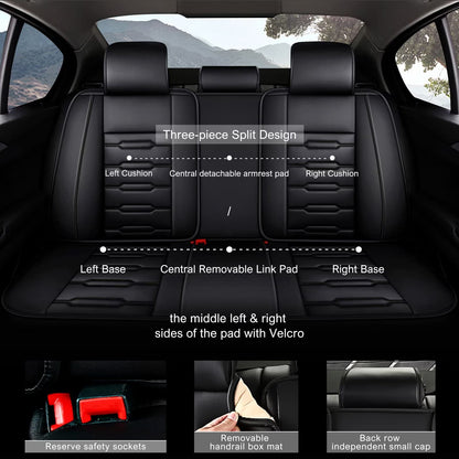 AOMSAZTO vehicle seat cover — waterproof black faux leather with airbag compatibility