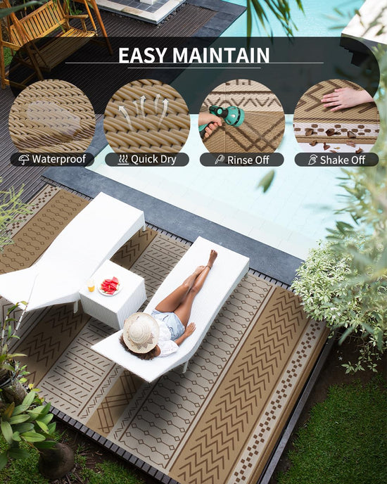 Outdoor rug - waterproof and reversible for indoor and outdoor use