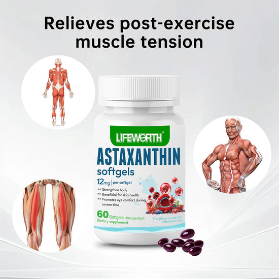 LIFEWORTH Astaxanthin Supplements, Anti-Aging, Antienvejecimiento, Reduce Wrinkles, Arrugas, Glowing Skin & Skin Health, Natural Antioxidant