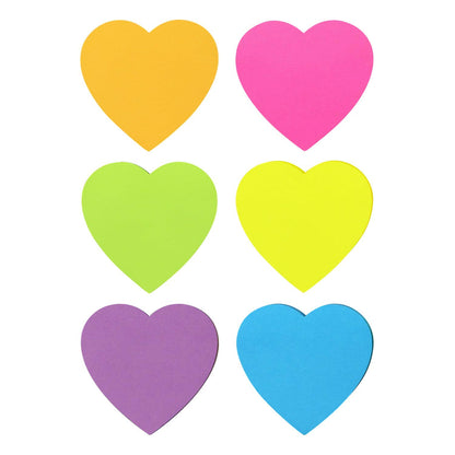 Self stick note pads — heart shape colorful design, 75 sheets per pad