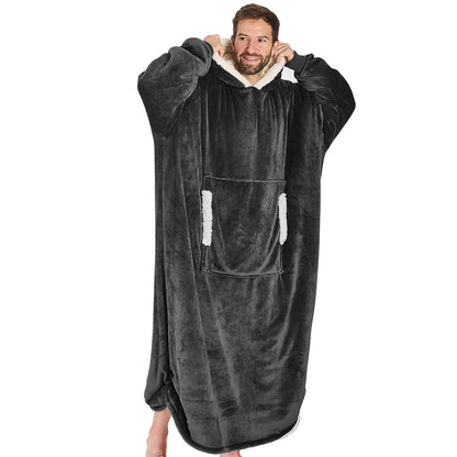 yescool wearable blanket hoodie with flannel sherpa fleece for adults and one size fits all.