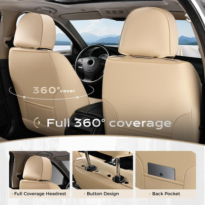 Coverado vehicle seat cover — waterproof leather in beige for most cars
