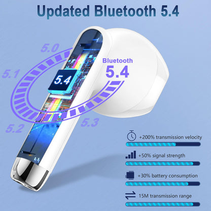 Wireless earbuds — Bluetooth 5.4 with noise cancelling mics and 40H battery life