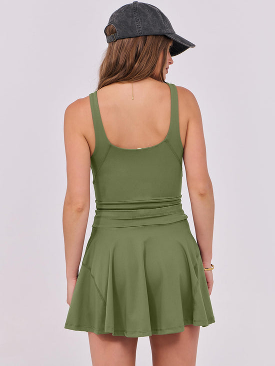 Caracilia dress — tennis mini with built-in shorts and sleeveless design