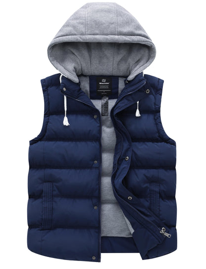 Wantdo women's puffer vest with removable hood and thicken warmth for winter coat
