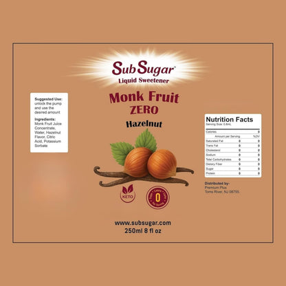 SubSugar hazelnut liquid sweetener — sugar free and keto friendly