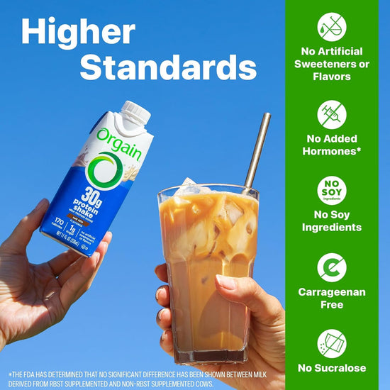 Orgain protein drink - organic and plant-based formula.