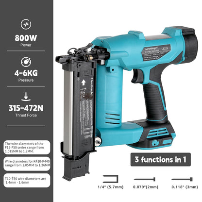 3-in-1 Cordless 18GA Brad Nailer & Stapler for Makita 18V Battery