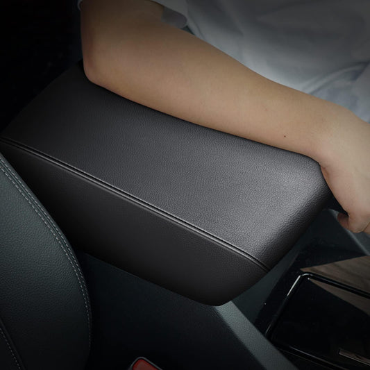 AOMSAZTO console covers — Leather black with black stitches for Mazda CX5 2017-2022