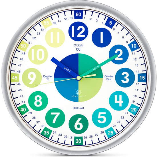 Owlconic clock for kids - educational analog teaching clock for classroom and homeschool