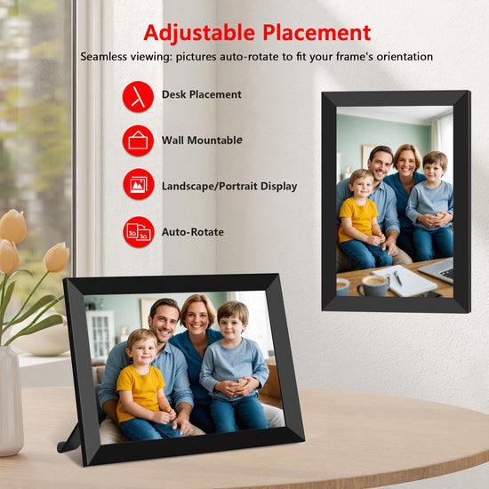 Digital picture frame — WiFi touchscreen display with auto-rotate feature and easy sharing