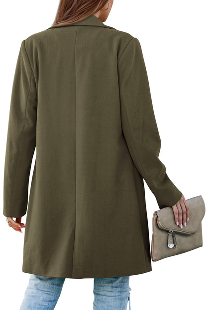 Blazer — Women's long sleeve lapel design with pockets and loose fit