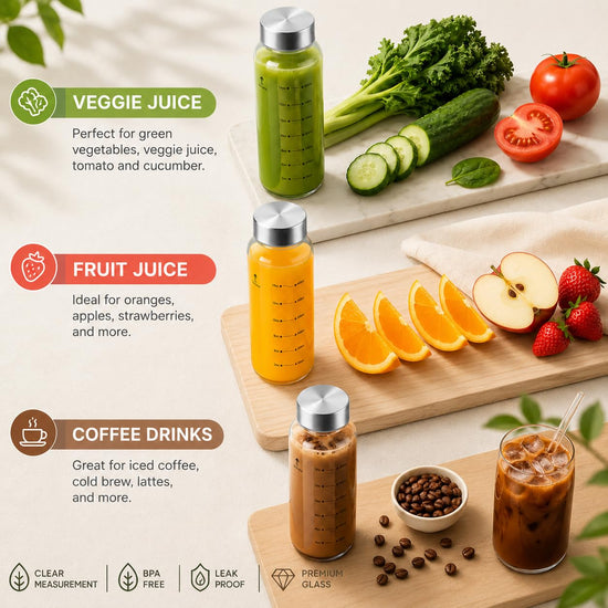Luxfuel glass water bottle with stainless steel cap, 18 oz, BPA free, leak proof