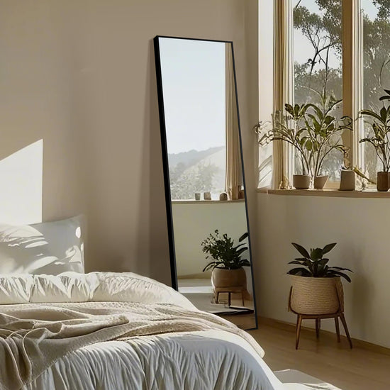 Delma full length mirror — large aluminum frame for wall mount or freestanding design