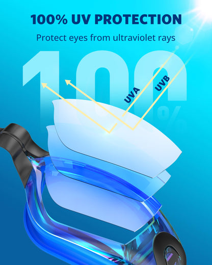 Aegend swim goggles - No leaking, anti-fog, UV protection, mirrored design for adults.