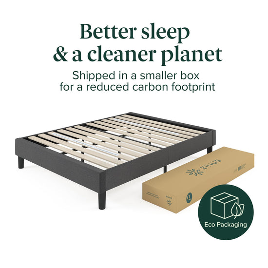 ZINUS Curtis bed frame — Upholstered design with wood slat support