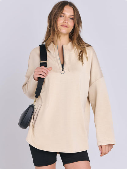 Sweatshirt — Oversized quarter zip pullover for women by ANRABESS