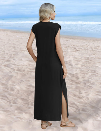 Zeagoo long maxi sundress with split for beach travel vacation