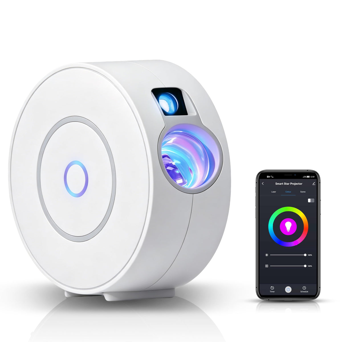 Galaxy Projector for Bedroom Ceiling, （Blue Star） Decorative Lighting Projectors with APP & Voice Control, Compatible with Alexa, HD Night Sky Light for Kids Room, Gaming & Home Decor, White
