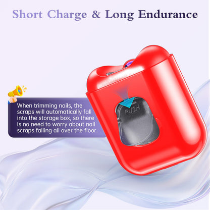 Electric nail clipper - rechargeable with LED light and 2-speed settings.