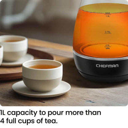 Chefman electric water boiler with tea infuser and boil-dry protection