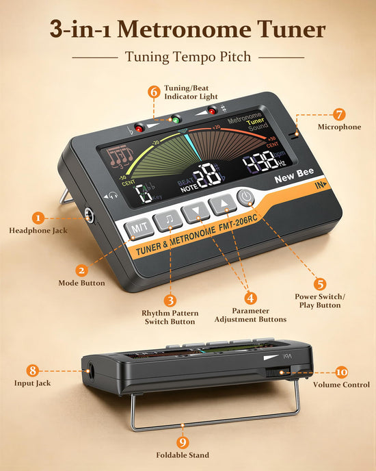 New bee 3 In 1 Digital Metronome Tuner Tone Generator