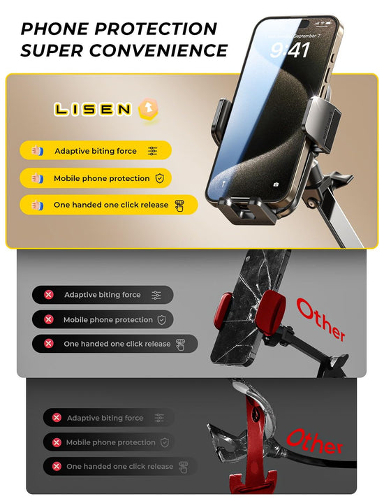 LISEN gooseneck phone holder — flexible arm clamp for desk and bed