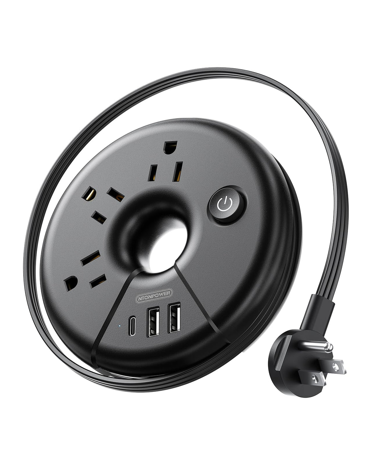 Travel power strip - compact design for international use.