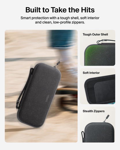 Gaming equipment enclosure — Belkin travel bag with AirTag holder and game card pocket