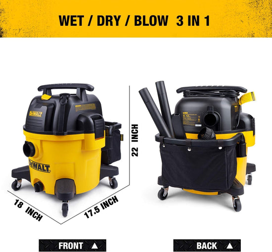 DEWALT vacuum cleaner — 9 gallon poly wet/dry design for workshop and jobsite.
