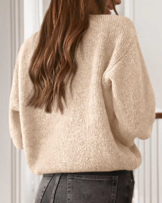 KIRUNDO cardigan sweater — crewneck button up knit outerwear for women