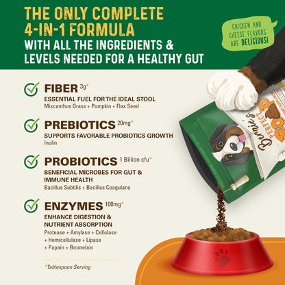 Animal nutritional supplement — Digestive health support for dogs with prebiotics and probiotics