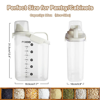LANGMINGDE food storage container — airtight with pouring spout and measuring cup