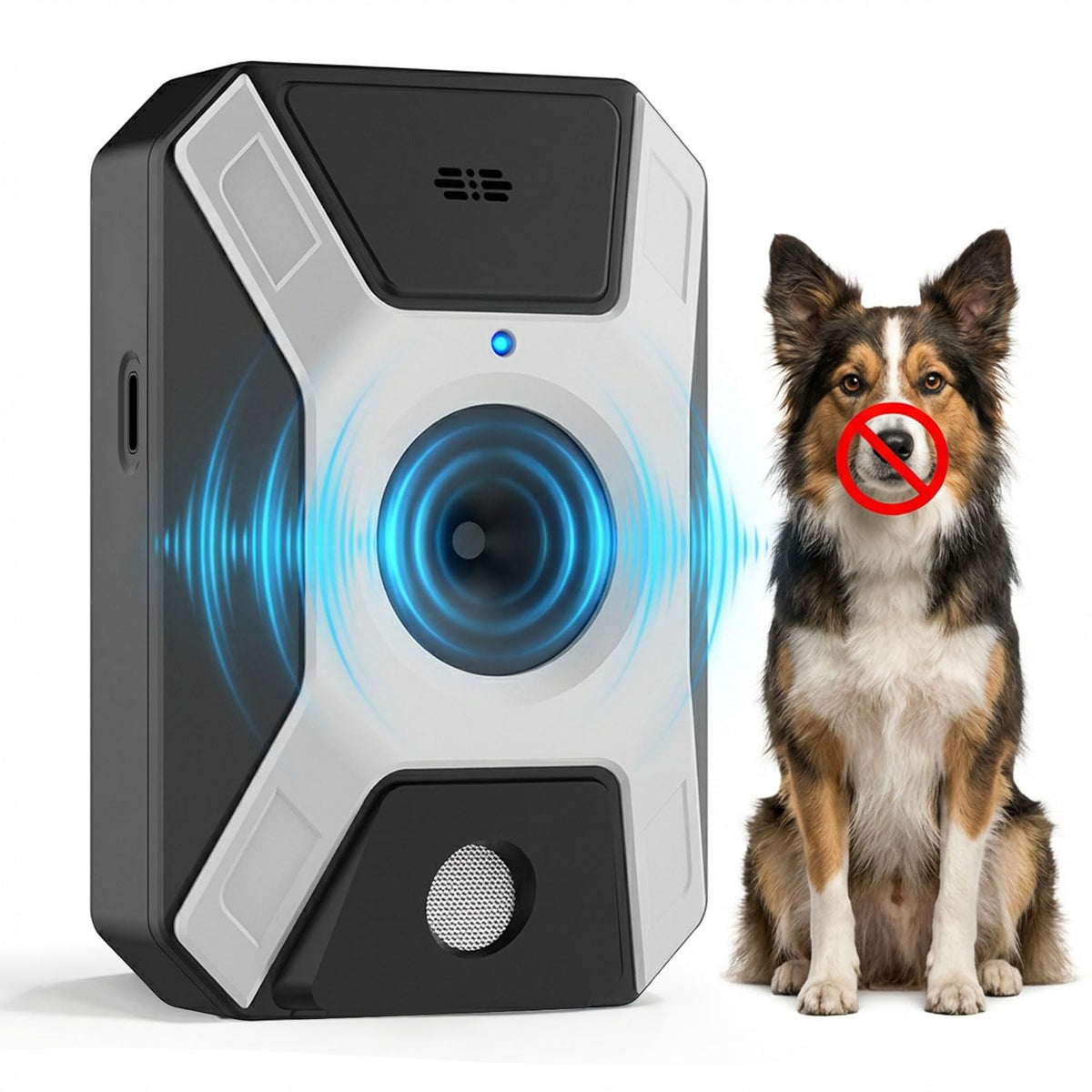 LEMENG Dispositivo Antiabbaio per Cani, Ultrasuoni con Luce LED, Addestramento Sicuro per Cani di Tutte Le Taglie