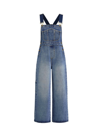 CIDER overalls with leopard pocket and buckle detail