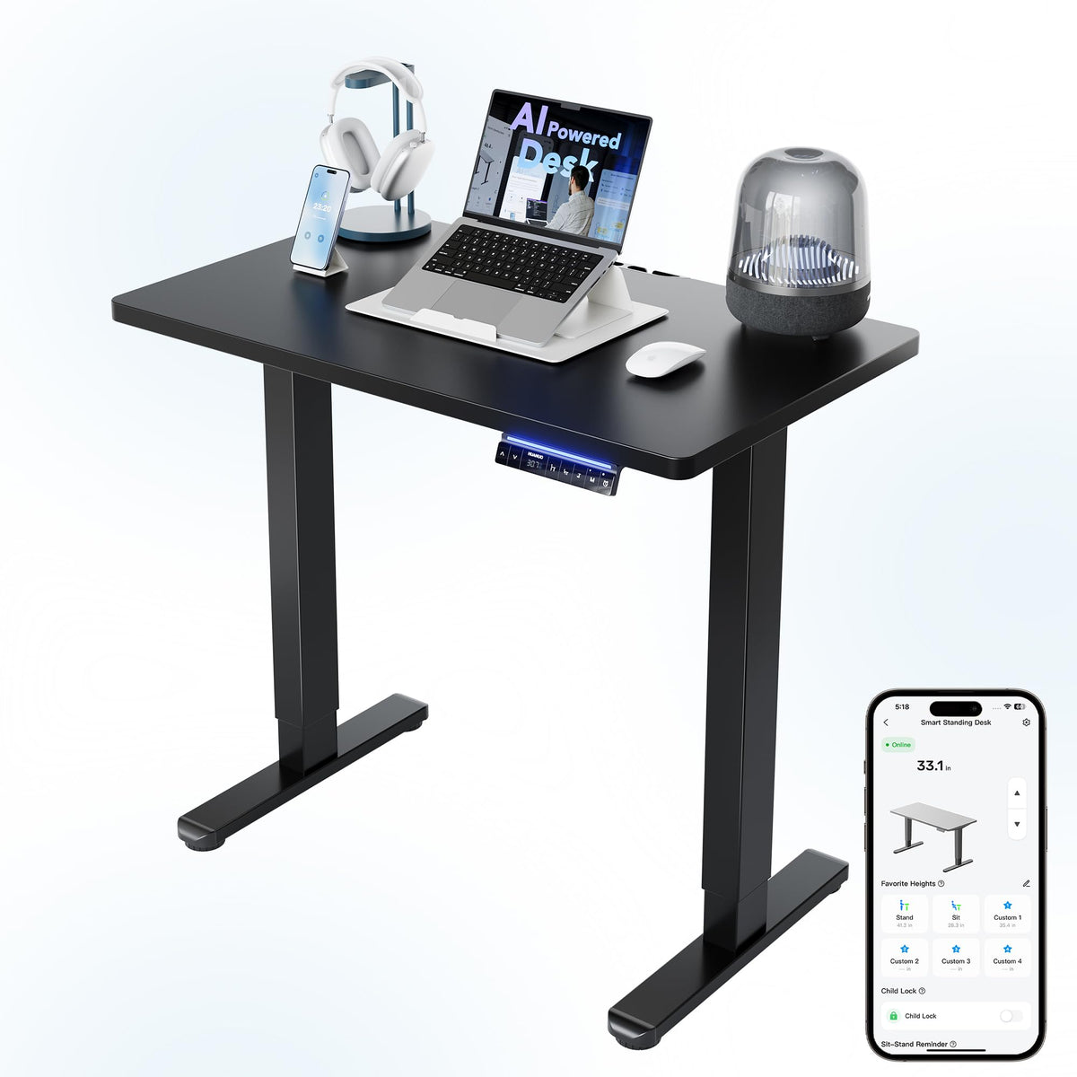 Huanuo desk — Electric standing desk with adjustable height and memory settings