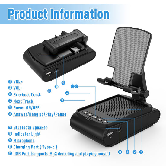 GLOPUS cell phone stand with wireless Bluetooth speaker