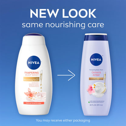 NIVEA body wash with cocoa and shea butter, enriched with provitamin B5 and vitamin E, 20 fl oz bottle