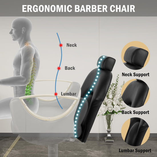 Tythical Salon Chair Reclining Barber Hair Chair for Hair Stylist with Heavy Duty Hydraulic Pump, 360 Swivel Styling Beauty Spa Tattoo Equipment for Home Barbershop, Black Gold
