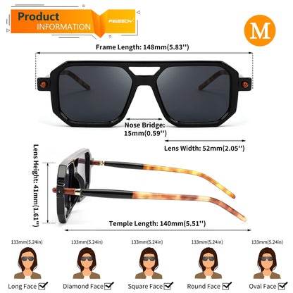 Sunglasses — Feisedy vintage square aviator style with UV400 protection