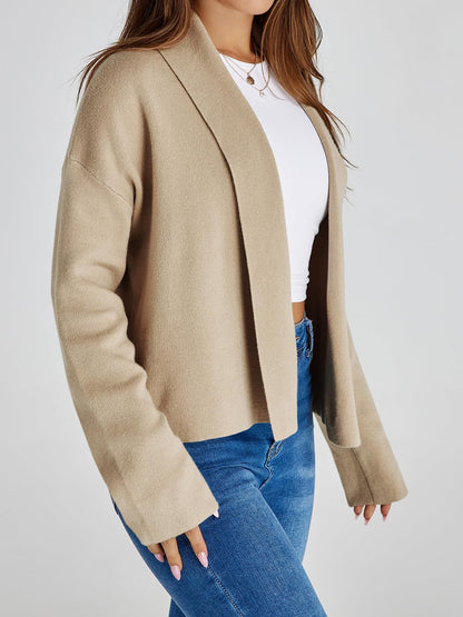 Saodimallsu womens cropped cardigan - open front shawl design with long sleeves