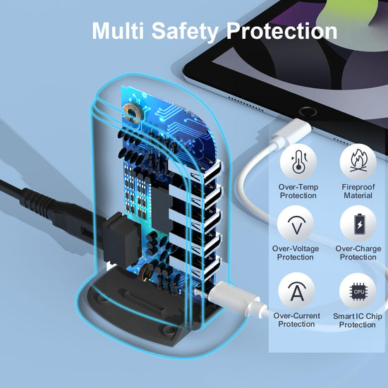 Charging adapter — Fast USB tower charging station blockCharging adapter — USB tower charging station with fast charging capability