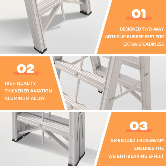Aparecium ladder — aluminum foldable twin front collapsible A frame design