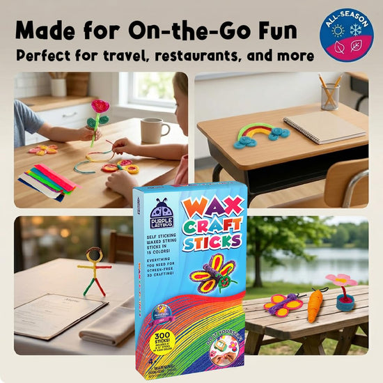 Art and craft kit — Bendable wax sticks for travel activities for kids ages 4-8