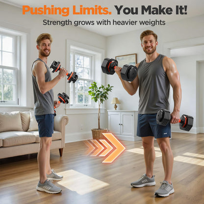 Dumbbell set — Adjustable weights with storage box and anti-slip grip 110lbs/50lbs